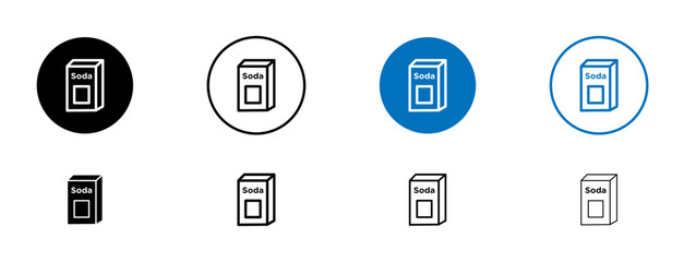 baking soda icons set in black and blue colors on white background