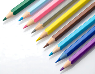 Fototapeta premium Isometric View of Colorful Pencils on White Background