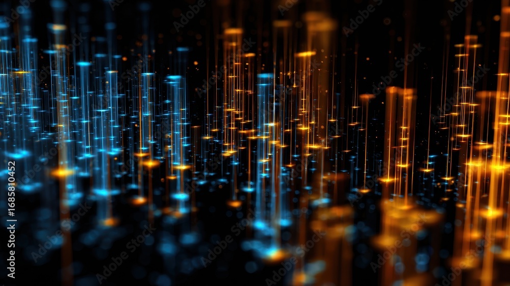 Poster colorful light patterns create a mesmerizing visual display in an abstract digital environment