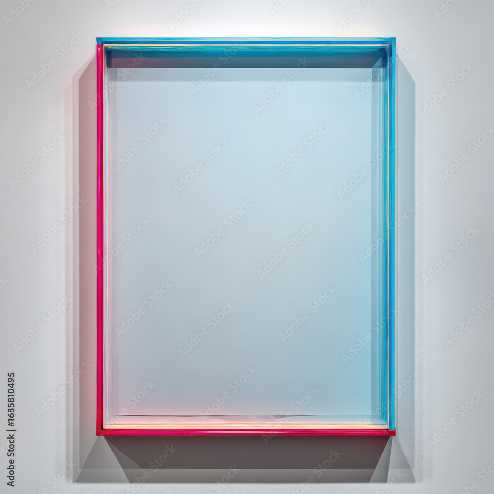 Poster minimalist frame design: a contemporary, minimalist frame with a vibrant color gradient suspended on