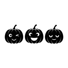 Obraz premium Vector art of three cute halloween pumpkin characters with different facial expressions vector illustration of pumpkins