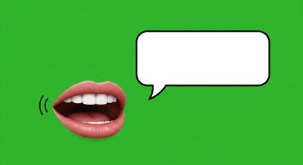 Expressive lips speak with vibrant speech bubble, conveying communication and ideas vividly