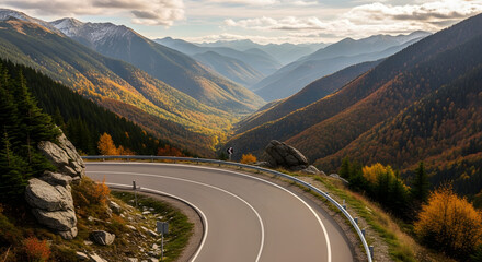 Dramatic Mountain Pass Road in Autumn Colors Scenic Transfagara?an Highway