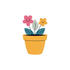 Vibrant Potted Flowers: A Delightful Illustration