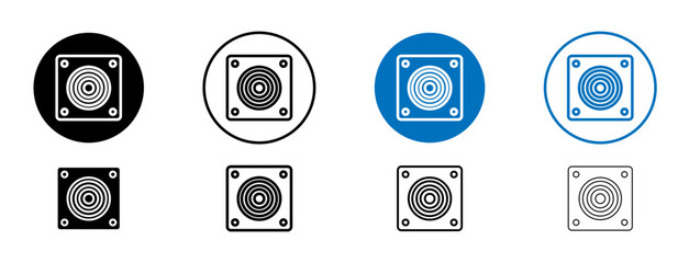 Air exhauster icons set in black and blue colors on white background