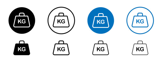 Weight icons set in black and blue colors on white background