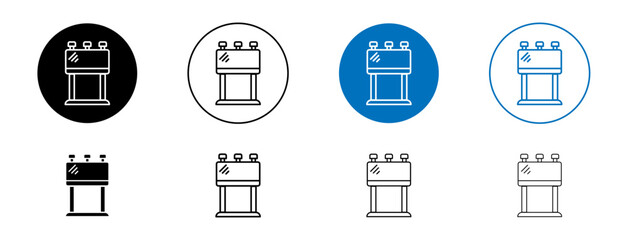 Billboard icons set in black and blue colors on white background