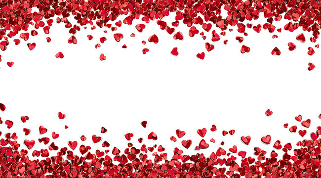 Red rose petals confetti border on black