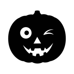 Vector art of winking halloween pumpkin, a spooky and fun decoration for the autumn holiday season, vector illustration
