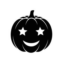 Vector art of a cheerful black pumpkin with star eyes, perfect for festive and fun halloween themed designs