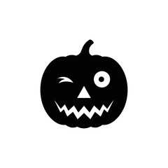 Vector art of winking halloween pumpkin jack o lantern with scary face for holiday celebration and autumn season