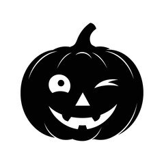 Vector art of winking halloween pumpkin jack o lantern face for holiday celebration and seasonal decoration