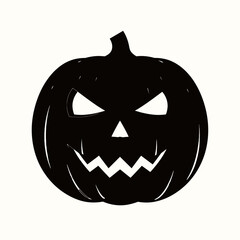Vector art of scary halloween pumpkin jack o lantern with evil face for fall holiday season celebration