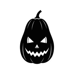 Vector art of black silhouette of a carved halloween pumpkin with a scary face vector illustration for halloween
