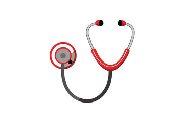 Stethoscope design in simple style with red and grey colors for medical themes