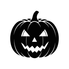 Vector art of black silhouette of a carved halloween pumpkin with a scary face vector illustration for halloween