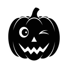 Vector art of black silhouette of a carved halloween pumpkin with a scary face vector illustration for halloween