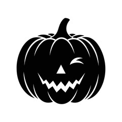 Vector art of spooky halloween pumpkin jack o lantern with carved face for holiday autumn fall season celebration