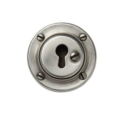 Obraz premium Circular metal door lock plate, centered keyhole
