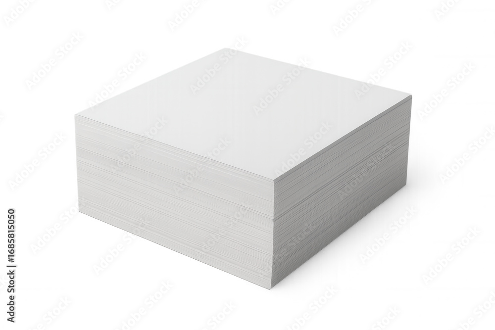 Poster white paper sheets stacked neatly, transparent background allowing seamless design placement and cre
