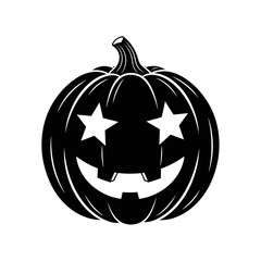 Vector art of halloween pumpkin jackolantern with star eyes carved face for holiday celebration and decoration