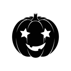 Vector art of halloween pumpkin jackolantern with star eyes carved face for holiday celebration and decoration