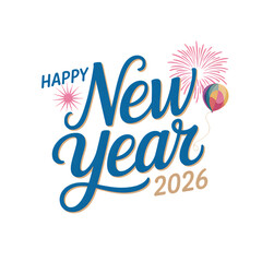 Obraz premium Happy new year 2026 isolated on transparent background with balloon