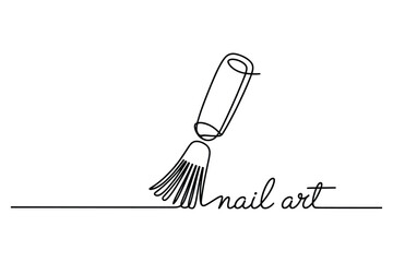 Continuous One-Line Vector Drawing of a Nail Art Brush. Editable Stroke.