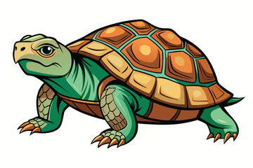 Detailed illustration of a vibrant turtle in a playful pose with an intricate shell design