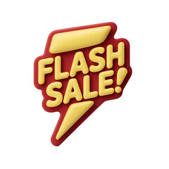 Red and yellow flash sale badge isolated on transparent background