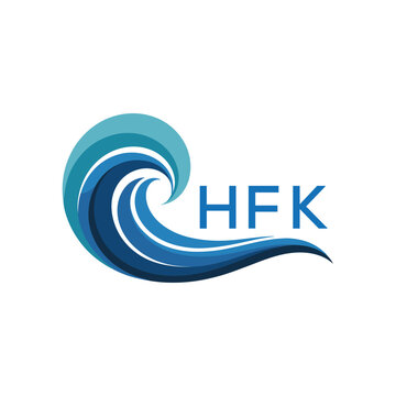 HFK Modern Wave-Inspired Abstract Logo Design with HFK  Text on White Background, HFK Later Logo, 
