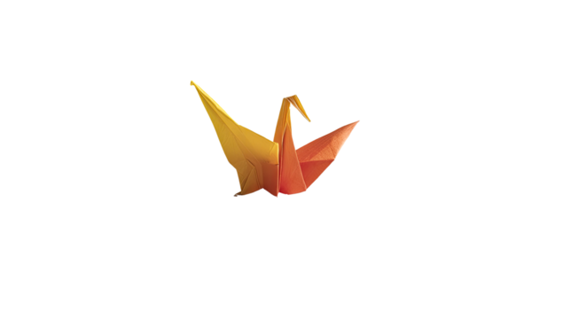 Origami crane, vibrant colors,  geometric shapes,  paper art,  folds,  flying,  peaceful,  art,  craft