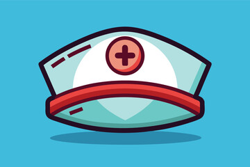 Nurse cap illustration with vibrant colors on a clear blue background