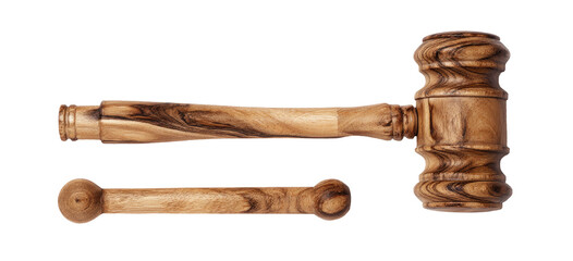 Two wooden gavel heads with handles