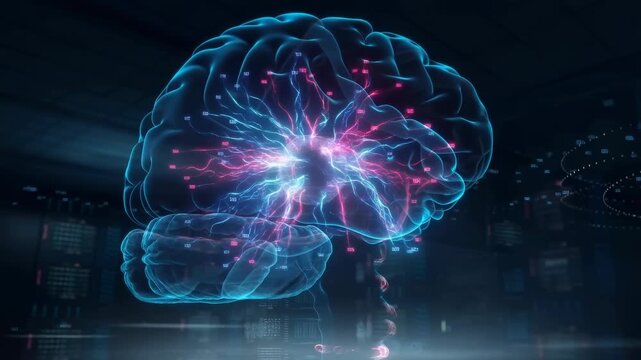 Futuristic brain illustration with glowing neural connections  