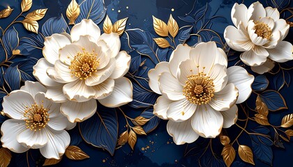 Elegant white flowers on dark background