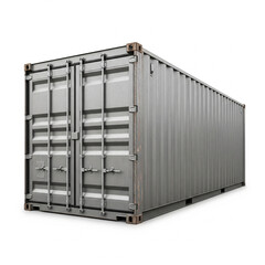 Ultra realistic image of large shipping container isolated on white background no branding or text