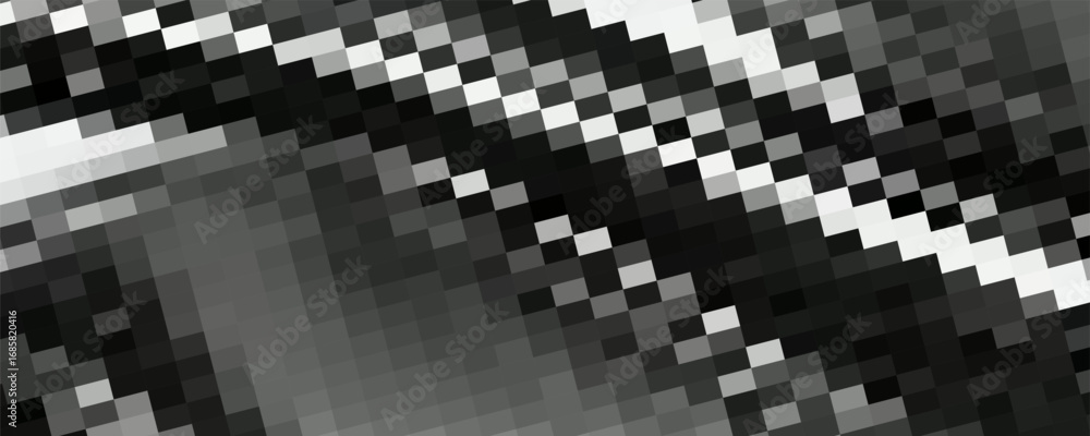 Poster pixel abstract mosaic background gradient design isolated black elements on white background vector 