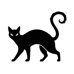 Vector art of silhouette of a black cat walking, , perfect for halloween designs and other spooky celebrations