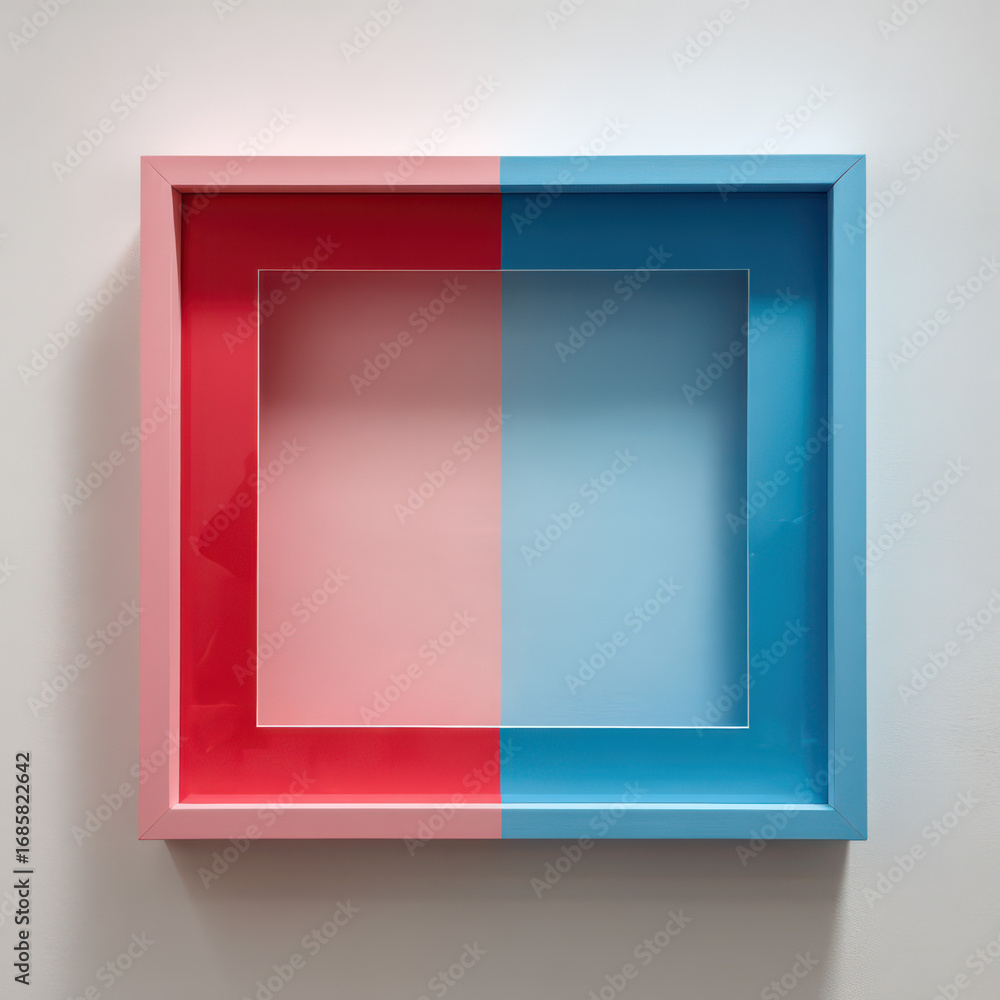 Poster colorful square in reflection: an eye-level shot showcasing a square frame, expertly crafted and spl
