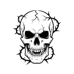 Vector art of detailed skull with thorns for tattoo, graphic design, halloween, horror themes and creative projects