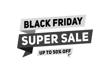 Black friday super sale up to 50 percent off isolated on transparent background