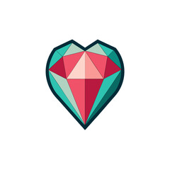 Multicolor Gemstone Heart Icon for Valentine&rsquo;s Day, Love, and Jewelry Design