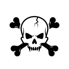 Illustration of a skull and crossbones, a symbol of death, danger, and piracy