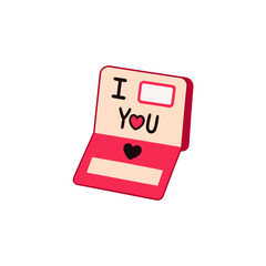 I Love You Card Icon for Valentine&rsquo;s Day, Romance, and Romantic Message Design