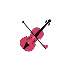 Violin Icon for Valentine&rsquo;s Day, Romance, and Musical Love Design