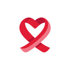 Pink Ribbon Heart Icon for Valentine&rsquo;s Day, Romance, and Romantic Symbol Design