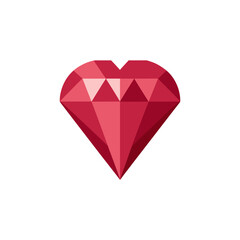 Red Diamond Gem Icon for Valentine&rsquo;s Day, Love, and Jewelry Illustration Design