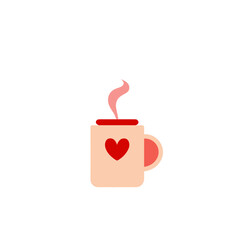 Coffee Mug with Heart Icon for Valentine&rsquo;s Day, Romance, and Love Morning Design