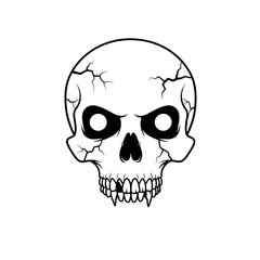 Vector art of creepy skull with cracks, a spooky and eerie design element for halloween or gothic themed projects
